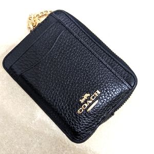 Coach Zip Card Case Black NWT
